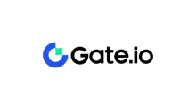 logo of Gate.io crypto exchange in black with blue logo and no background